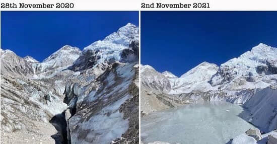 khumbu glacier melting